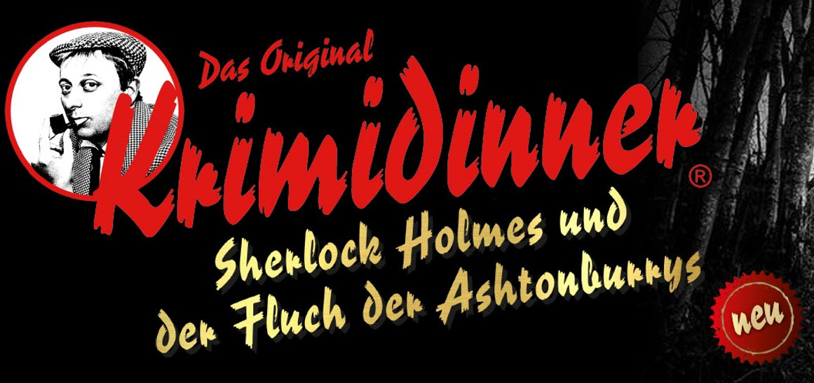 Flyer von einem krimidinner im dämeritzseehotel mit Sherlock Holmes.